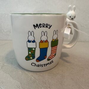 Miffy Christmas Coffee Tea Mug by Magenta Miffy on the Handle Merry Christmas